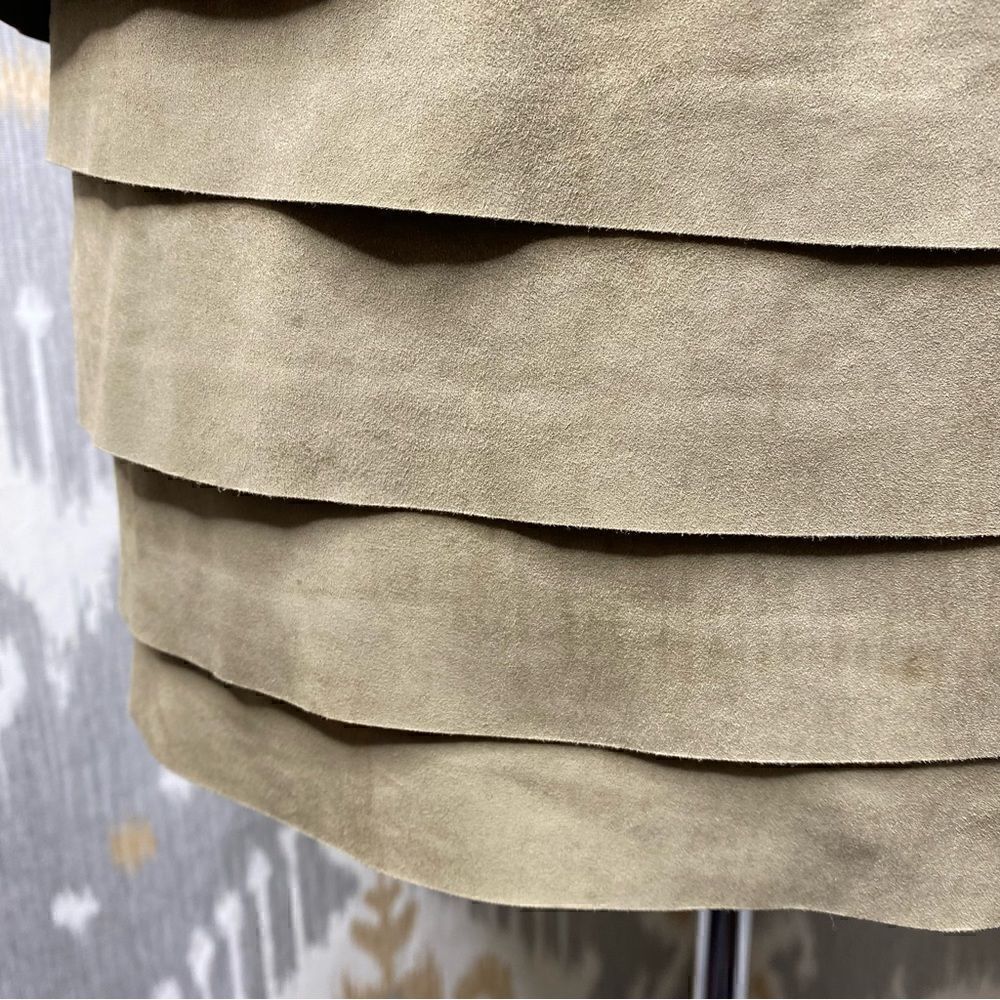 Ralph Lauren Black Label Olive Goat Suede Ruffle Pencil Skirt - Picture 9 of 16